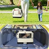 VOUNOT Pet Carrier Bag 3 Entry Doors Foldable Mesh Padded Beige M view 3