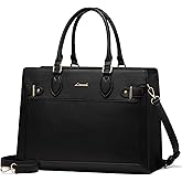 LOVEVOOK Laptop Bag for Women, 17 Inch Large PU Leather Tote Bag, Professional Teacher Work Bag, Waterproof Business Computer Briefcase, Shoulder Tote Purse for Office