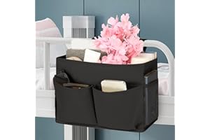 Bedside Caddy Organizer, 4 Pockets Bedside Hanging Storage Bag with Fixed Straps, Multi-Function Pocket for Bunk Bed Hospital