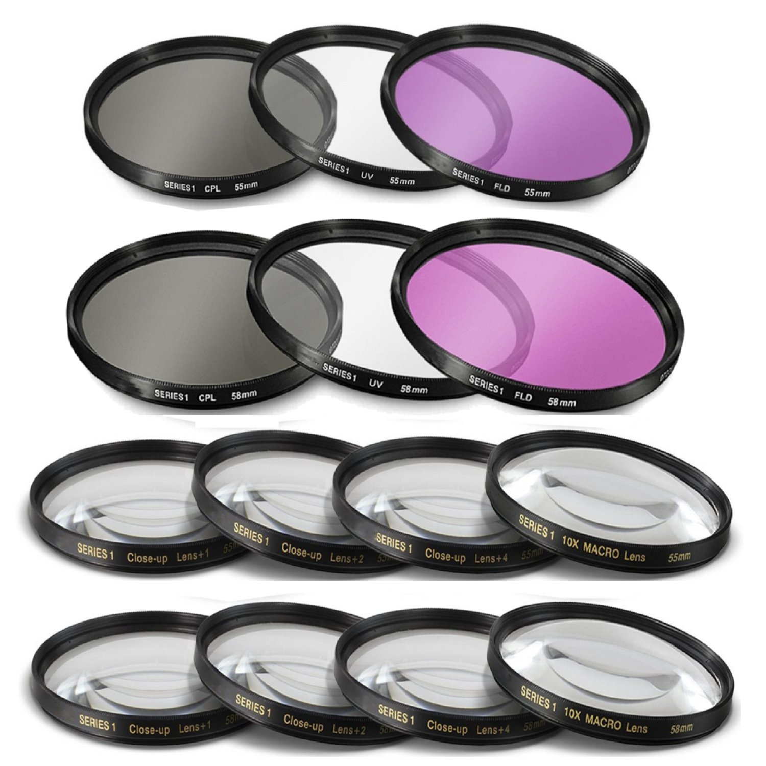 55mm and 58mm 14 Piece Filter Set Includes 3 PC