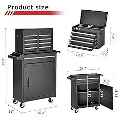 AirWire Tool Chest,5-Drawer Rolling Tool Storage