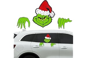 CZLOTYH Christmas Car Decorations, 9.8" Waterproof Christmas Car Decals PVC Windshield Peeker Stickers for Holiday Xmas Car Accessories (Style 1)