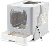 Vealind Covered Cat Litter Tray with Lid Drawer Front Door Scoop