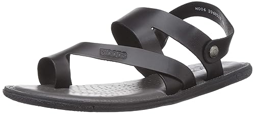 woodland black leather sandals
