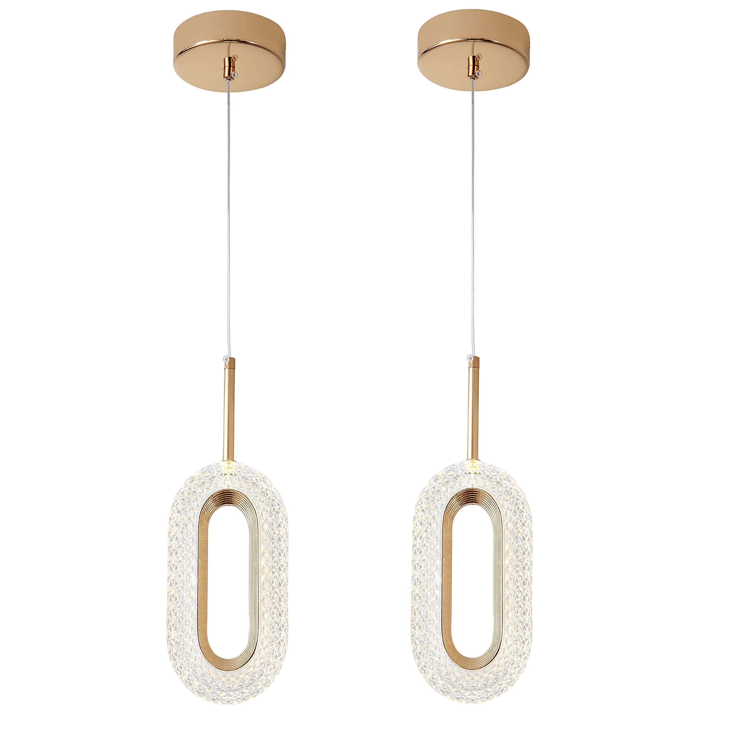 Photo 1 of DotoKotl Gold Modern Chandelier, mini Ring Crystal Chandelier 2pcs Set, LED tri-Color dimmable for Kitchen Island Dining Room Bedroom Adjustable Chandelier