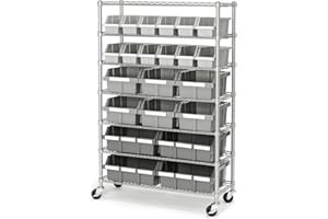 Seville Classics Commercial 7-Tier Platinum/Gray NSF 22-Bin Rack Storage System