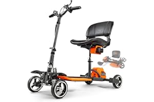 SuperHandy Foldable Mobility Scooter - 4-Wheel, Lightweight, 48V 2Ah Li-Ion Battery, Adjustable Comfort, Flat-Free Tires, 330