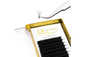 QUEWEL Volume Eyelash Extensions | 0.03-0.12mm | C/CC/D/DD Curl | 8-25mm Length | Easy Fan 2D-20D Self Fanning Volume Lashes 0.07D Mix-8-15mm Long Lasting Blooming Lashes(0.07D Mix8-15)