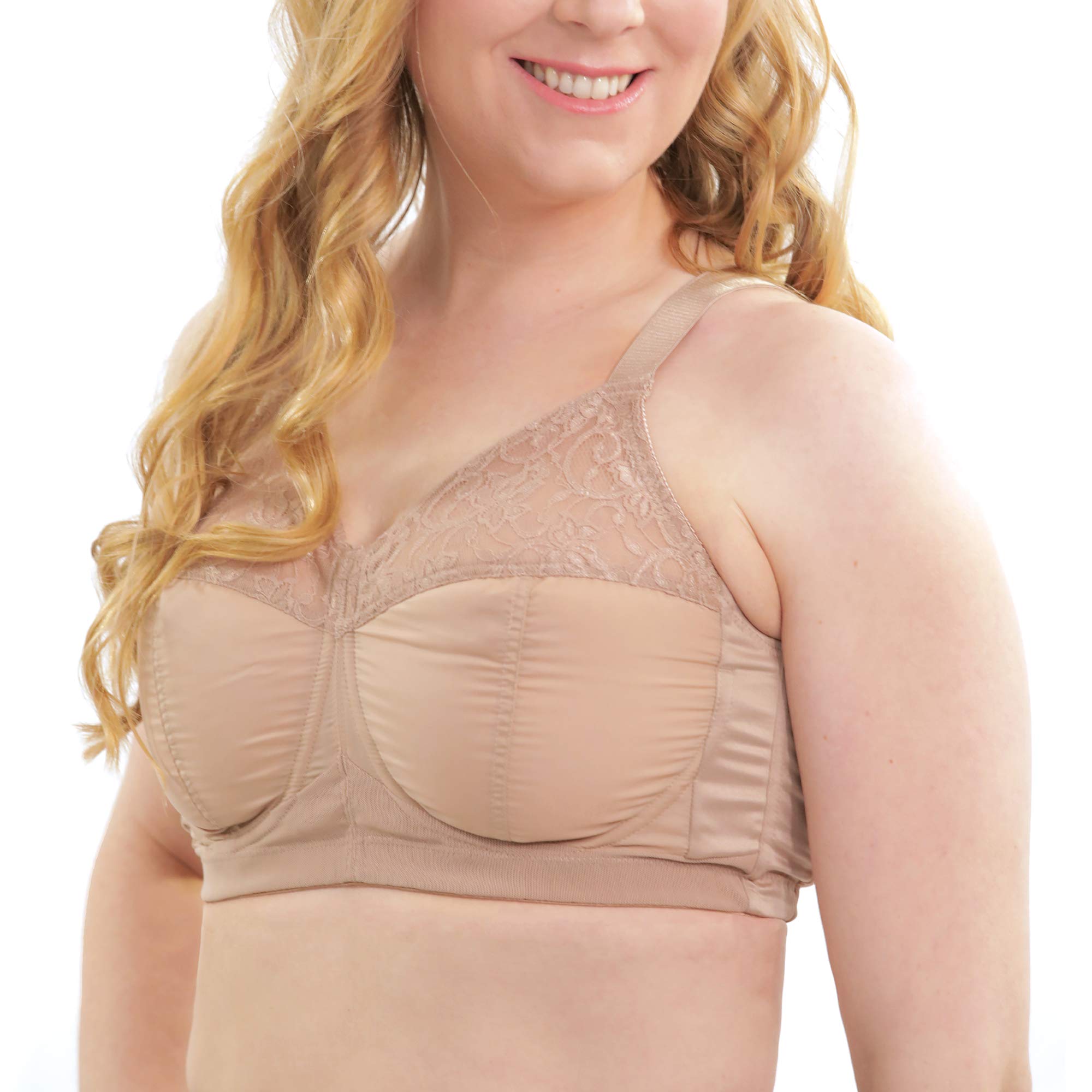 Kaye Larcky - 4002 Mighty Minimizer Bra, Lace Bra for Daily Wear, Figure-Hugging Padded Bra for Smaller Appearance, Minimizer Full Coverage Bra