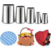 Suuker 5 Pieces Basketweave Piping Tips Set | Stainless Steel, Half Row Braided Flower Design, For Cupcakes, Cake, Cookie, 3D 1D 895 48 47