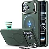 ESR Silicone Case for iPhone 17 Pro Max, Built-in Camera Stash Stand Compatible with MagSafe, Military-Grade Drop Protection Magnetic Phone Case for iPhone 17 Pro Max, Cloud Series, Olive Green