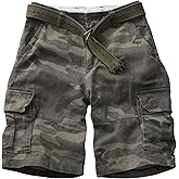 KOCTHOMY Men's Camo Cargo Shorts Cotton Relaxed Fit Casual Work Short with Multi Pockets No Belt.