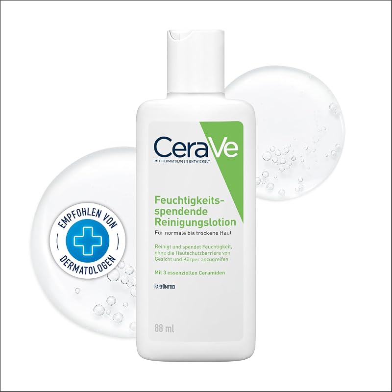 Reinigungslotion, Mit Hyaluron, Glycerin und drei essenziellen Ceramiden, Sanft reinigend und feuchtigkeitsspendend, Ohne Parfüm und Duftstoffe, 88 ml