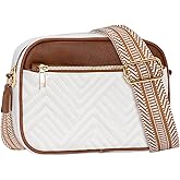 Toptime Crossbody Bags for Women, Quilted Shoulder Bag with Adjustable Wide Strap, Small Camera Crossbody Purses for Women