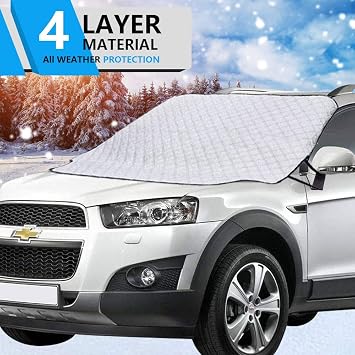 Amazon Com Hivernou Car Windshield Snow Cover Windshield Cover For Ice And Snow With 4 Layers Protection Snow Ice Sun Frost Dust Defense Thick Extra Large Magnetic Windshield Snow Cover Fits Most Vehicles Automotive