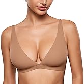 INLYRIC Women's Inbarely Soft Plunge Bralette - Deep V Unlined Triangle No Padding No Underwire Sexy Comfort Sleep Bra