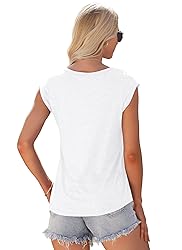 AUSELILY Womens Cap Sleeve T-Shirt Casual Loose Fit