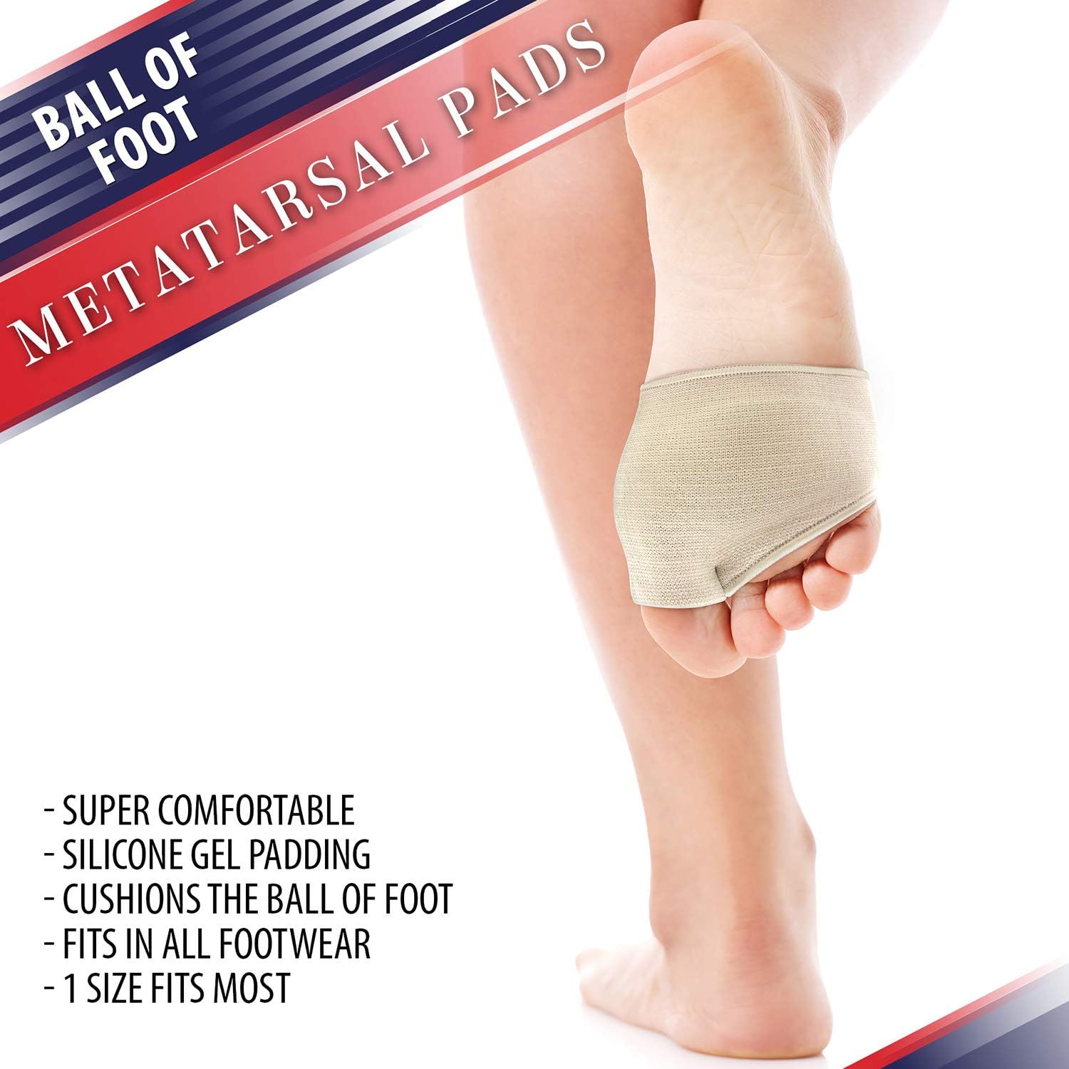 3 Pairs Breathable Fabric Forefoot Sleeves Cushion & Support