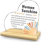 Human Sunshine Inspirational Heart Acrylic Desk Decorative Sign, Sunshine Motivational Acrylic Desk Office Home Decor Gifts for Women Men, Appreciation Gifts for Coworker
