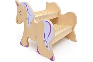 Motherly Haven Step Stool for Toddlers & Kids, 2-Step Unicorn Design, Anti-Slip Bathroom Toilet Potty Training Stool, Durable Kitchen Step Stool for Independence & Safety