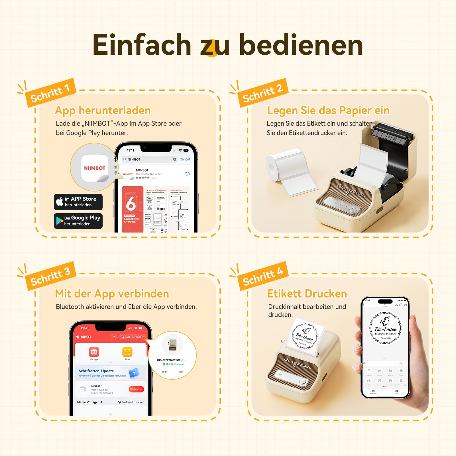 NIIMBOT Etikettendrucker B21, Selbstklebendes Etikettiergerät Bluetooth Beschriftungsgerät Sticker Drucker Label Printer für Lernen, Studiennotizen, Bilderdruck, Scrapbooking, enthält 230 Etiketten 8