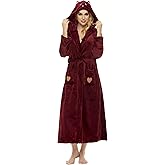 iniber Plush Robes for Women, Womens Robe Long, Fuzzy Fluffy Soft Warm Fleece Hooded Bathrobe