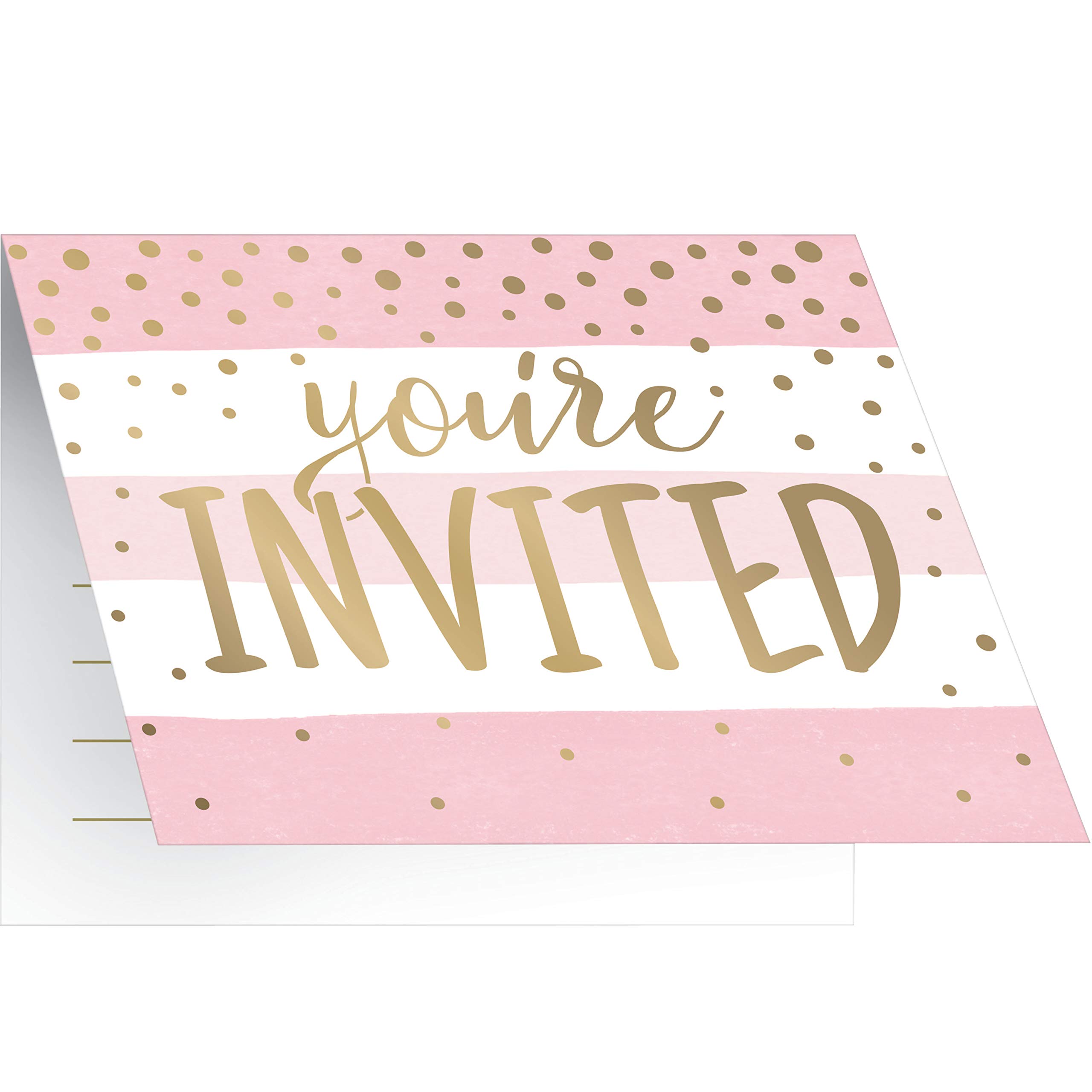 Creative Party PC346391 Pink and Gold Foldover Invitation Set-8 Pcs