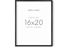 HAUS AND HUES Black Metal Picture Frame, 16x20 inches, Premium Quality, Wall Mount, Picture Frame for Wall, Modern Style, Black