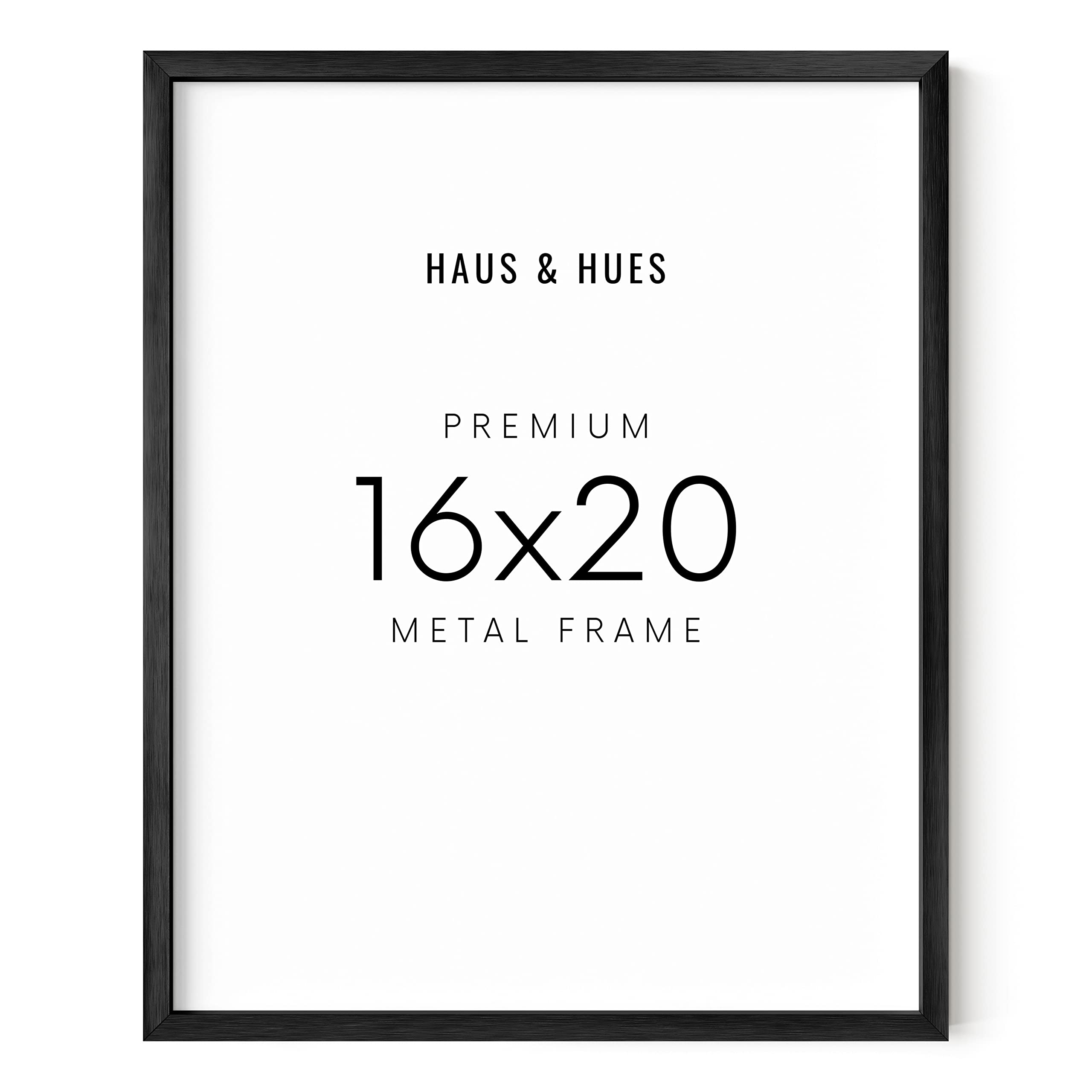 HAUS AND HUES 16x20 Black Picture Frame - Black Poster Frame 16x20 Frames Black, 16x20 Poster Frame Black Large Black Frame, Picture Frame Metallic 16x20 Black Frame (Black Aluminum Frame)