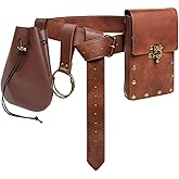 Belt Pouch Waist Bag Fanny Pack Medieval Vintage Leather Pouch Cellphone Holder Holster Carry Belt Purse Pocket Casual Hiking Festival Renaissance Faire Costume Props Travel Wallet (I2-Brown)