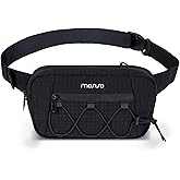 MOSISO Fanny Packs for Women with Adjustable Strap, Crossbody Bag Small Belt Bag with 3 Pockets, Small Waist Pouch for Workout Running Traveling Hiking, Black