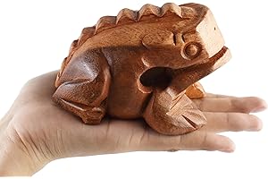 Frog Guiro 4" Wooden Block Musical Instrument Percussion Musical Instrument Perfect Size Natural Wood Güiro Frog (Realistic)