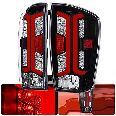 AJP Distributors Replacement Upgrade LED Tube Neon Driving Brake Stop Tail Lights Signal Lamps Assembly LH + RH Pair Compatible For Tacoma Pickup Truck 2016 2017 2018 2019 2020 2021 16 17 18 19 20 21