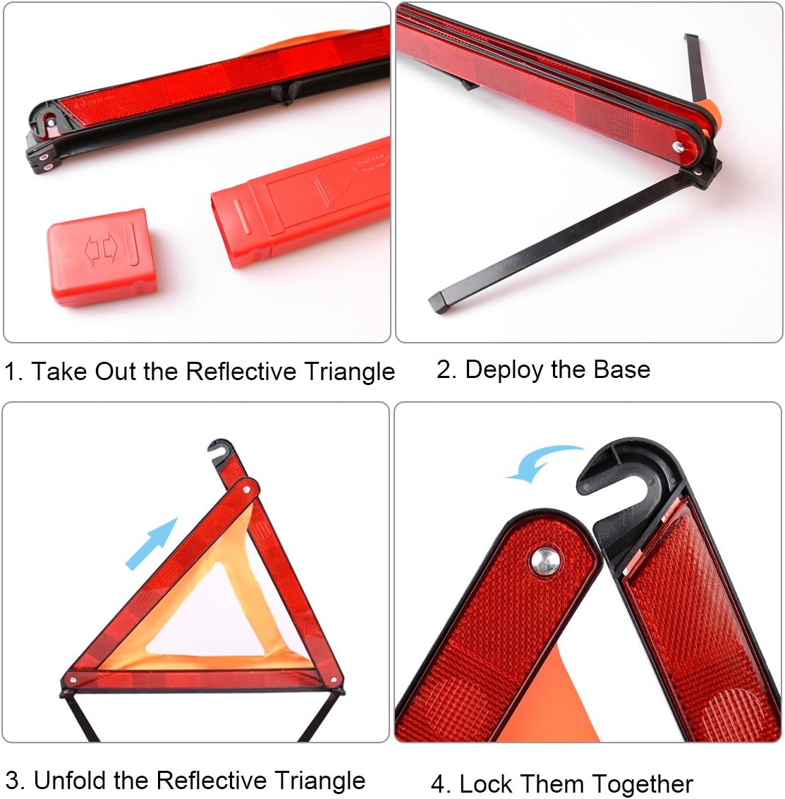 XOOL Safety Triangle Warning Kit, Car Roadside Emergency Kit with Reflective Warning Triangle,Visibility Roadside Vest, Storage Bag and Glove for Use Roadside Breakdowns Emergencies: Automotive