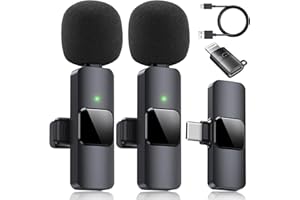 PUFENG Dual Wireless Lavalier Microphone for iPhone, iPad - Perfect for Video Conferencing, Recording, and Live Streaming