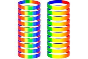 Bouiexye 20pcs Gay Pride Silicone Wristbands - LGBT Lesbian Rainbow Wristbands for Parades and Festival