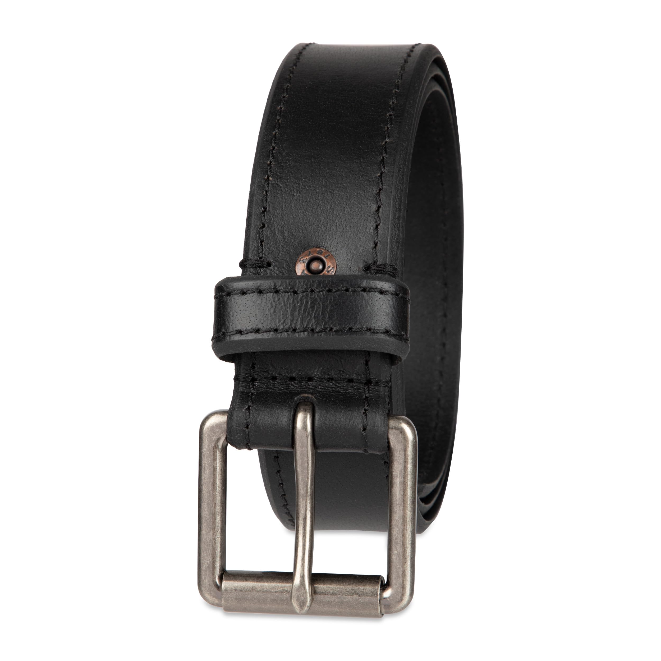 Levi's Men's Roller Buckle Casual Beveled Edge Rivet Belt, Black, Small Image