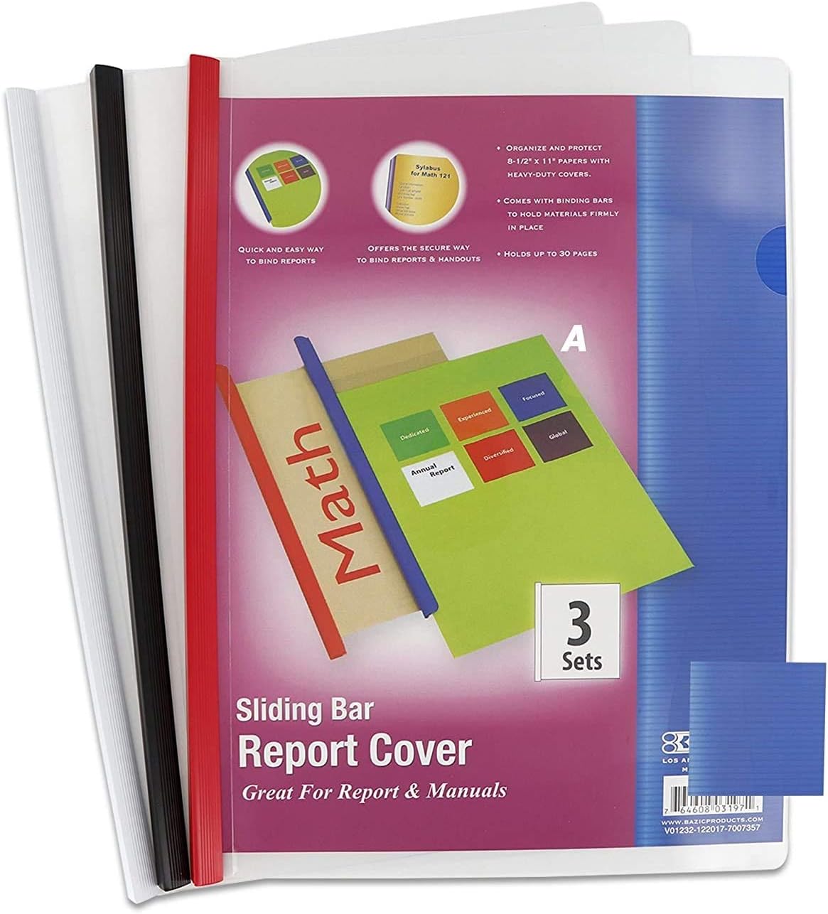 Clear Front Report Covers with Sliding Bar fits 8.5" x 11" Papers with
