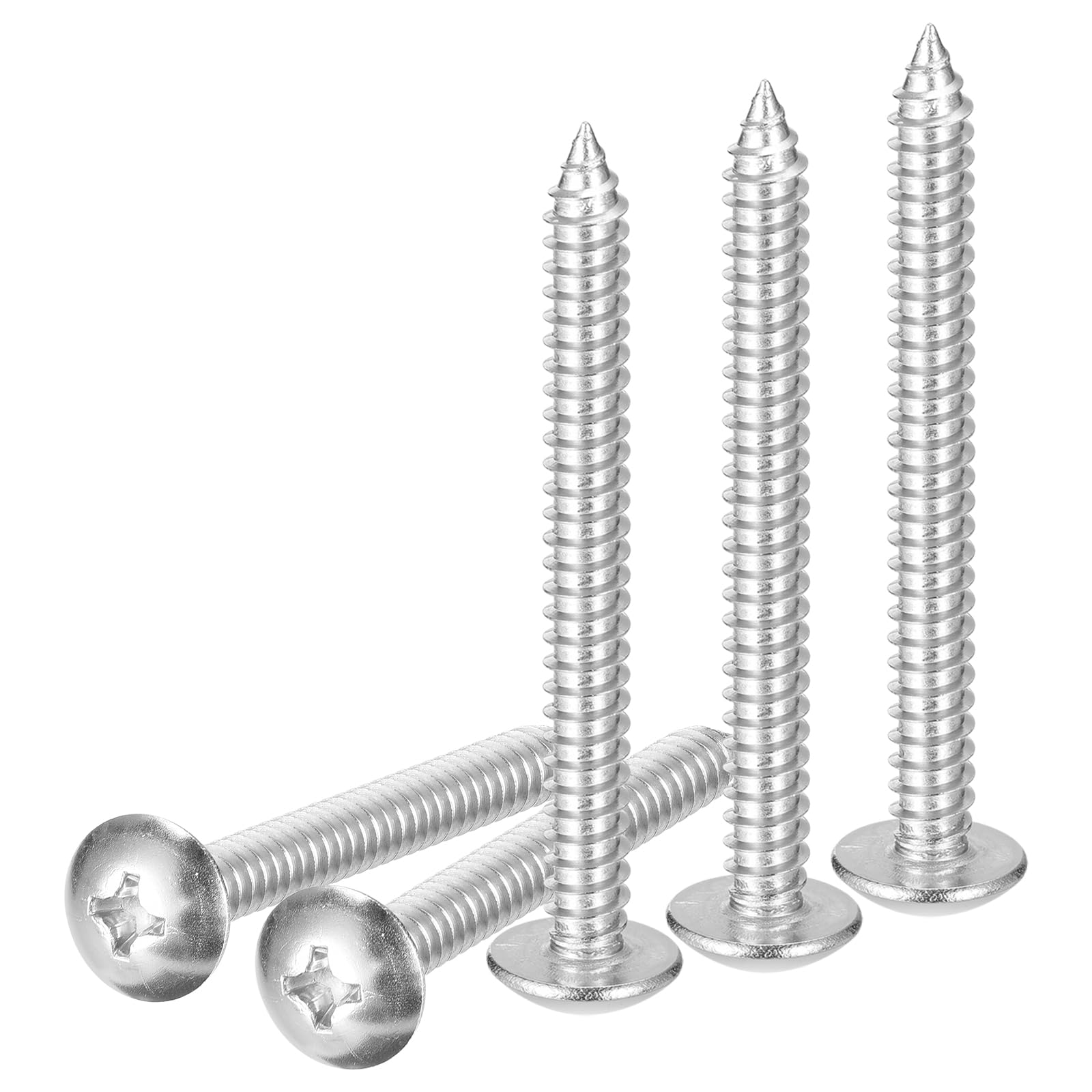 DTGN #14x2-1/2 Sheet Metal Screws - 25 Pack - for Wood, Furniture - 304 Stainless Steel Phillips Truss Head Self Tapping Tip Wood Screws - Silver