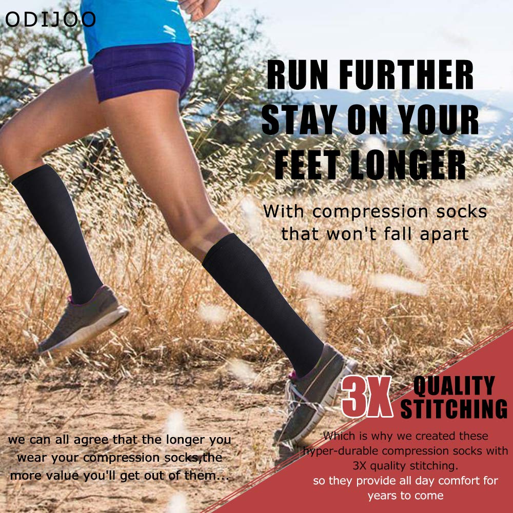 ODIJOO Compression Socks 20-30 mmHg for Women & Men(3 Pairs)-Best for Running, Athletic, Medical, Pregnancy and Travel