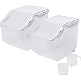 HANAMYA 10 Liter / 20 lbs Rice Storage Container with Measuring Cup, BPA free, For Rice | Grain | Pet Food | Flour, 2 counts, Clear