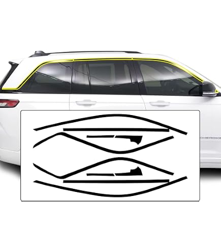 GG Wraps Chrome Delete Kit – Black Vinyl Overlay For 2021+ Jeep Grand Cherokee L Window & Mirror Trim