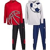 RBX Boys Tracksuit Set - 4 Piece Pullover Thermal Boys Hoodie Sweatshirt and Tricot Jogger Sweatpants Outfit (Sizes 8-12)