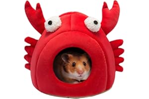 Hollypet Warm Small Pet Animals Bed Dutch Pig Hamster Cotton Nest Hedgehog Rat Chinchilla Guinea Habitat Mini House, Red Crab