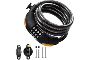 Via Velo Bike Lock Combination Cable Lock Combinationa Lock with 4-Feet Bike Cable Basic Self Coiling Resettable Combination 