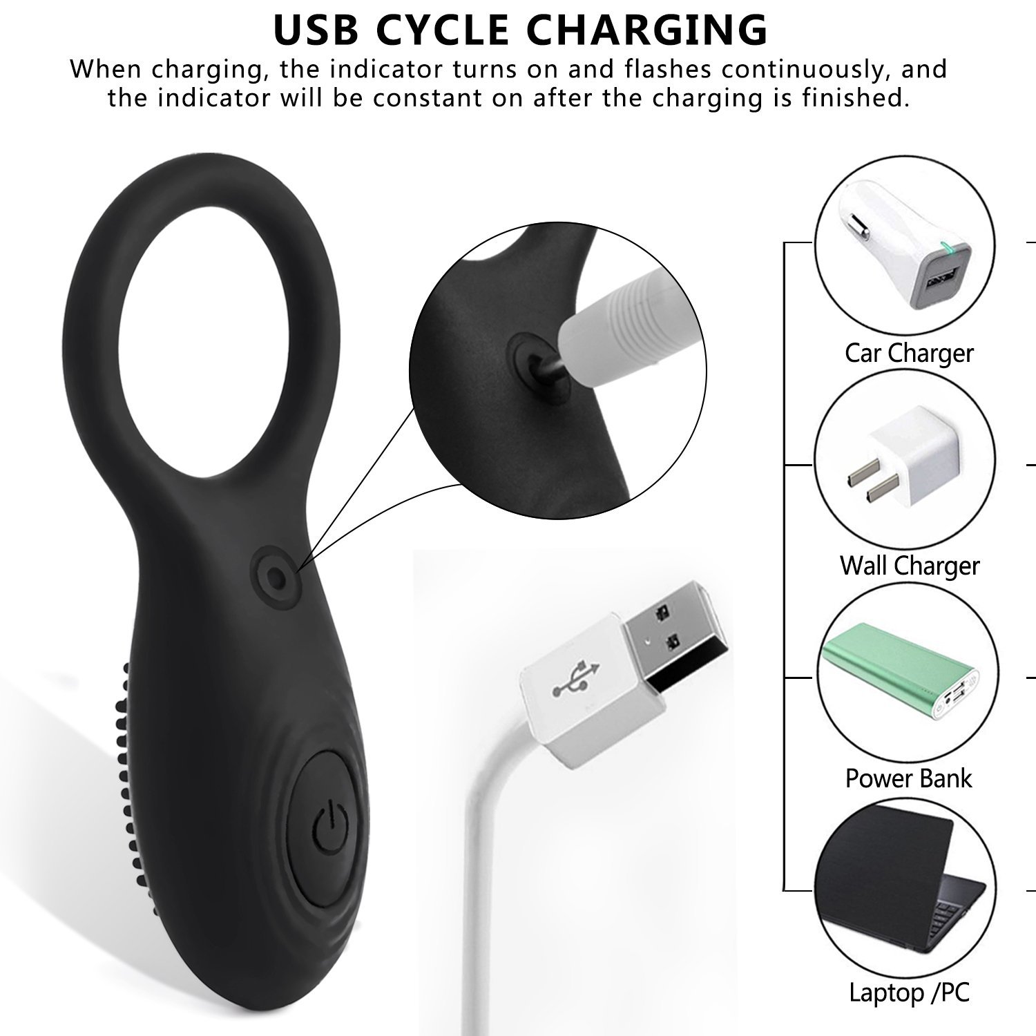 ACVIOO Penis Ring Silicone Rechargeale Cock Ring - Dick Ring Stimulator Didlo Vibrator with 10 Speed Vibrations for Male or Couples (Black)