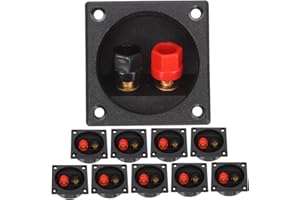 10PCS Square 2-Way Speaker Box Terminal Cup Spring Loaded Jacks Double Binding Post Speaker Terminal Plates for DIY Home Car 