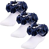 Dicry Toddler Girls Double Lace Socks with Ripple Cuffs and Big Ruffle for Infants and Kids