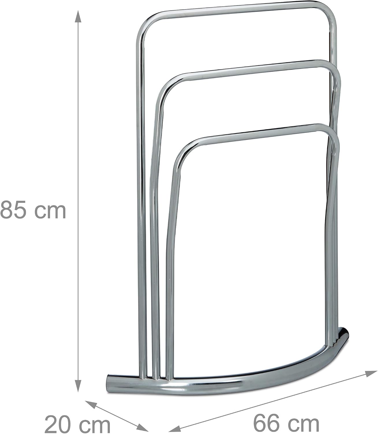 Relaxdays CURVY Towel Rack, Silver, 85 x 66 x 20 cm, Metal, 20 x 66 x 85 cm - Image 5