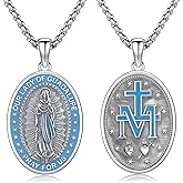 Adnix 925 Sterling Silver Patron Saint Amulet Pendant Necklace Religion Protection Jewelry for Men Women
